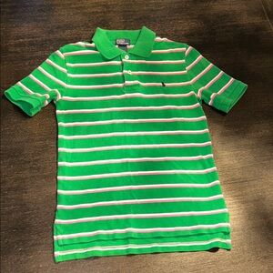 Ralph Lauren Kids Polo in Green and Pink Stripes